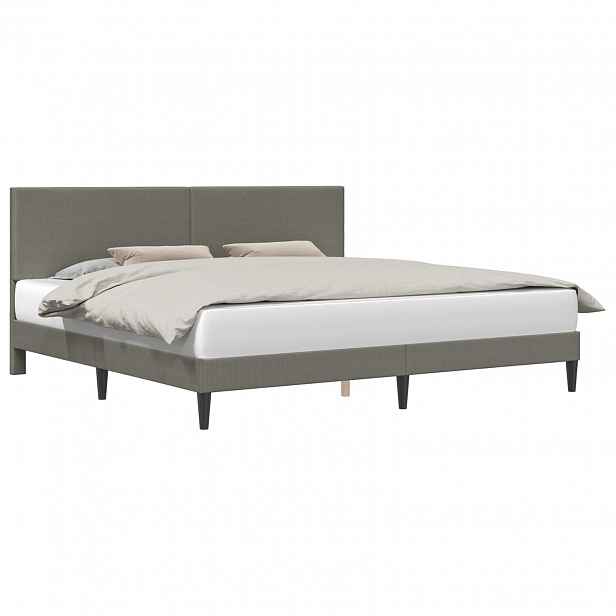 vidaXL Rám postele s čelo Světle šedá 200 x 200 cm Žebrovaná látka