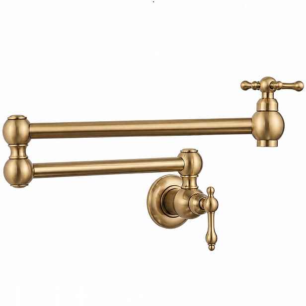 Krunn Potfiler Style Nástěnná kuchyňská baterie Pot Filler Kartáčované Zlato