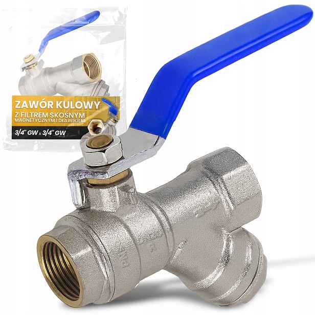 Kulový Kohout 3/4 Gw 30 Bar Šikmý Filtr Magnet Tlumivka Mosazná Tlumivka Zo