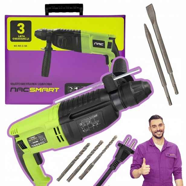 Nac Smart Vrtací Kladivo 4V1 3J 800W Sds Plus 3 Vrtáky 2 Dláta Kufr