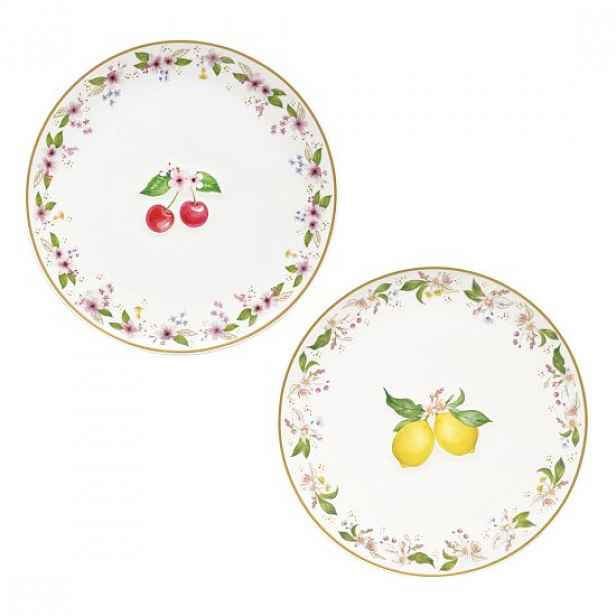 Sada 2 porcelánových talířů s reliéfním vzorem, 16 cm, "Fancy Fruit" -
