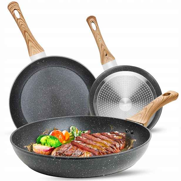 Sada Pánví 3 ks Granitová Pánev Nepřilnavá Indukce 20/24/28cm zdravá