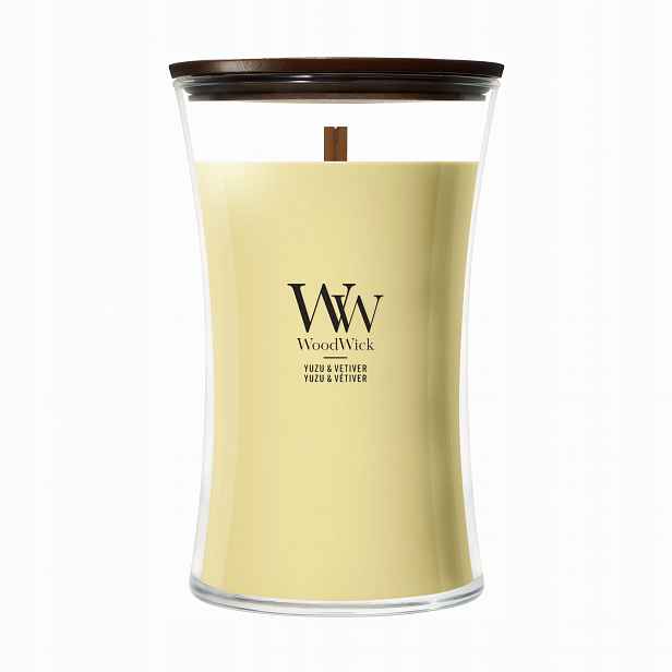 Velká vonná svíčka WoodWick Yuzu & Vetiver