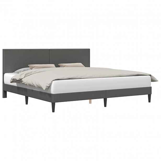 vidaXL Rám postele s čelo Tmavě šedá 200 x 200 cm Žebrovaná látka