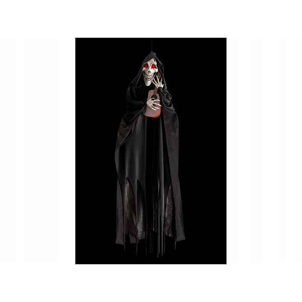 Závěsná dekorace Kostra s halloweenskou kytarou 120 cm