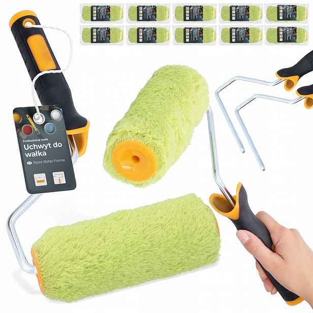 10x Malířský Váleček 18 cm Zásoba Vložka Malování Stěn nábytku 2x Rukojeť