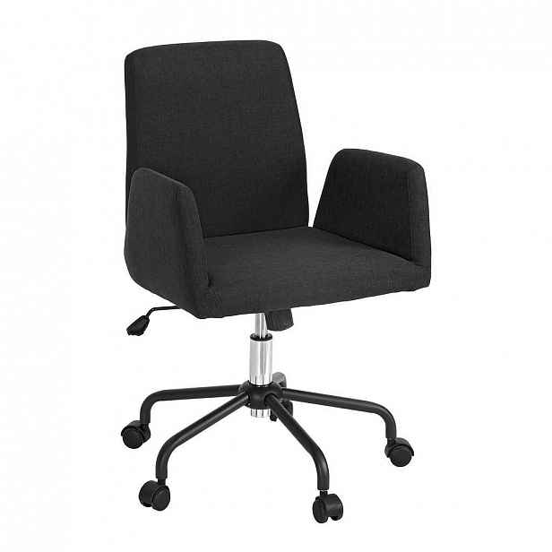 Carryhome Otočná Židle, Černá, Barvy Chromu, Tkaná Látka - 58/82-90/57 CM