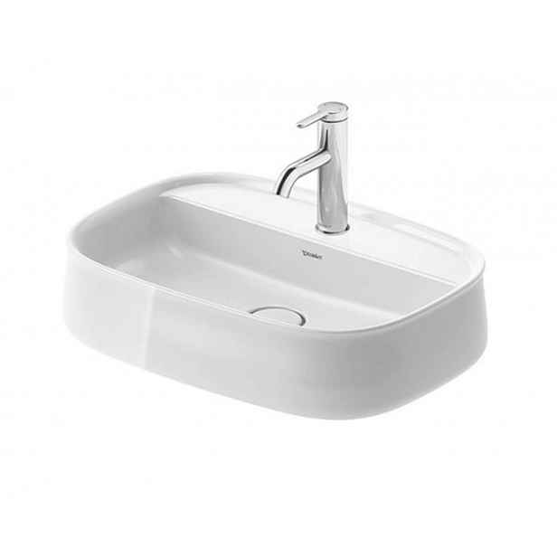 Duravit Zencha - Umyvadlo na desku 55x39 cm, bez přepadu, otvor pro baterii, DuraCeram, bílá 2374550071