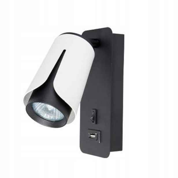 Pohyblivé Nástěnné Svítidlo Na Čtení GU10 Zásuvka Usb Led Bílá Černá