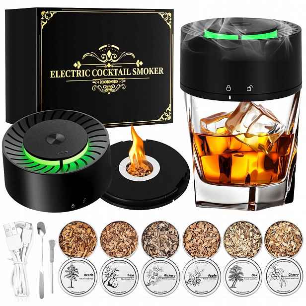 Sada Na Uzení Whisky Smoker Elektrický Usb 6 Druhů Štěpků Dárek