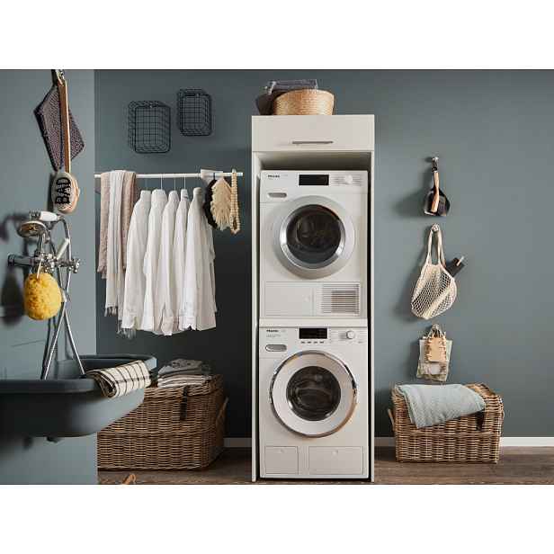 Skříň na pračku a sušičku Mr. Sauber, bílá