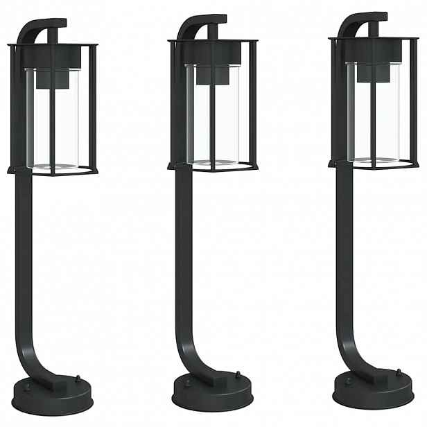 vidaXL Venkovní stojací lampy 3 ks černé 60 cm nerezová ocel