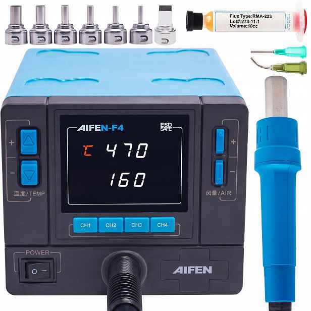 Pájecí stanice Hot Air Aifen F4 1000W Bga Smd tryska tavidlo jehla sada