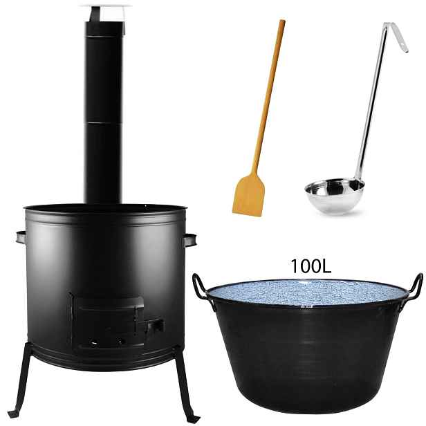 Perfect Home Set-56 Kotlíková souprava 100L, 5ks – kotlina/kouřovod/kotlík/vařečka/naběračka