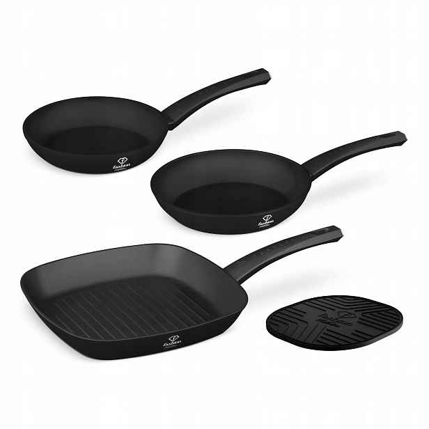 Sada 3 pánví černá podložka, Fashion FTV-0045 Matte Black-Rose Gold