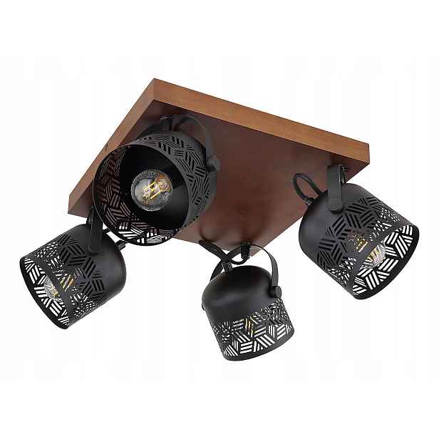 Stropní svítidlo reflektor ořechové barvy matná černá E14 4x40W Rotem 3299 Rabalux