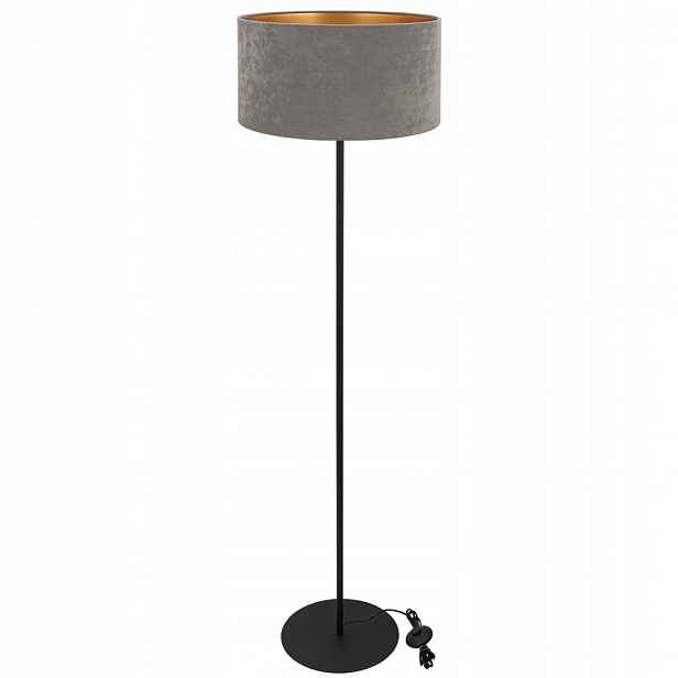 Velurová Podlahová Stojací Lampa Se Semišovým Stínidlem