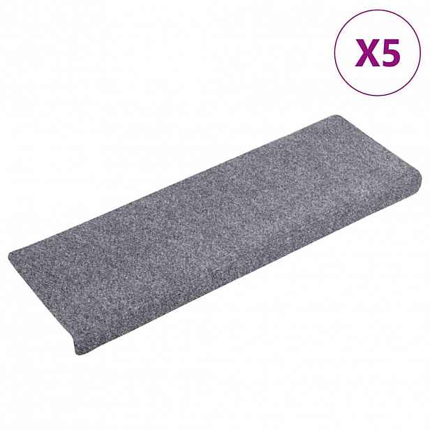 vidaXL Schodové rohože samolepicí 5 ks 65 x 21 x 4 cm světle šedé s obdélníkovým okrajem