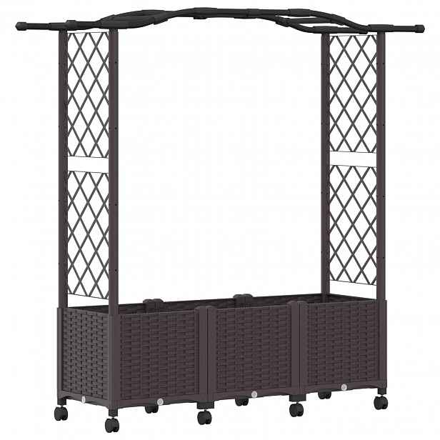 vidaXL Vyvýšený záhon s treláží a střechou Hnědá 164 x 40 x 144 cm PP