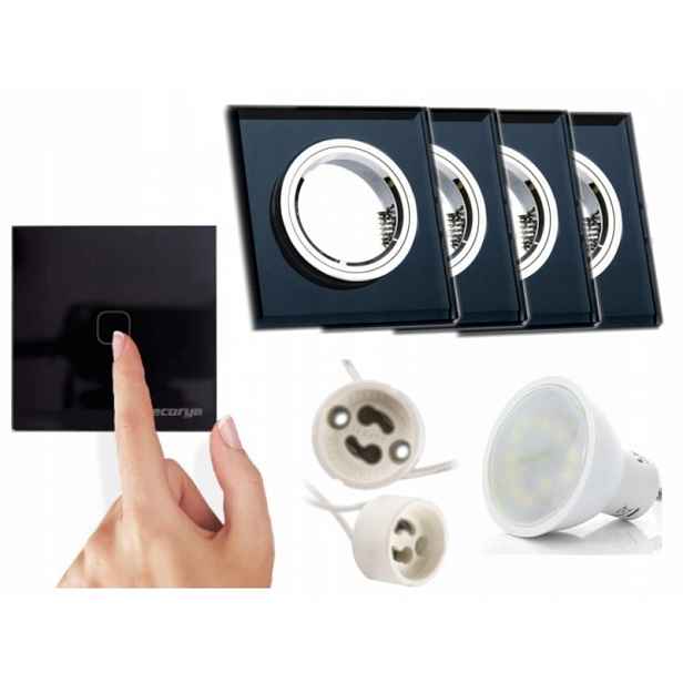 4X Skleněná Stropní Halogenová Objímka S Vypínačem Led Žárovky 5W, Velmi Teplá