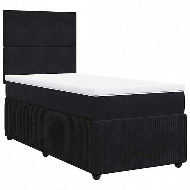 vidaXL Box spring postel s matrací černá 90x200 cm samet