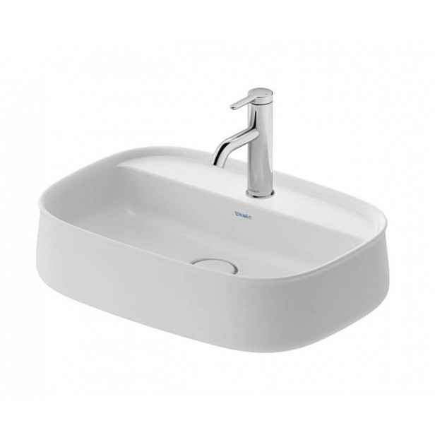 Duravit Zencha - Umyvadlo na desku 55x39 cm, bez přepadu, otvor pro baterii, DuraCeram, matná bílá 2374553271