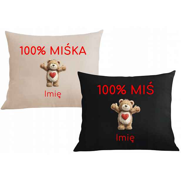 Polštáře povlak na Valentýna pro pár 100% medvídek 100% medvídek jména