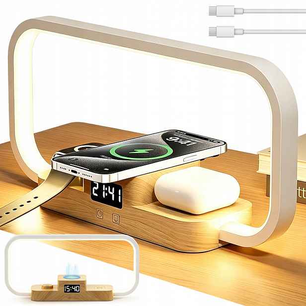 Stolní Led Lampička, Nabíječka, Multifunkční Displej Hodin 3V1