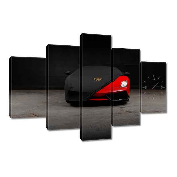 Nástěnné hodiny 150x105 Červené auto
