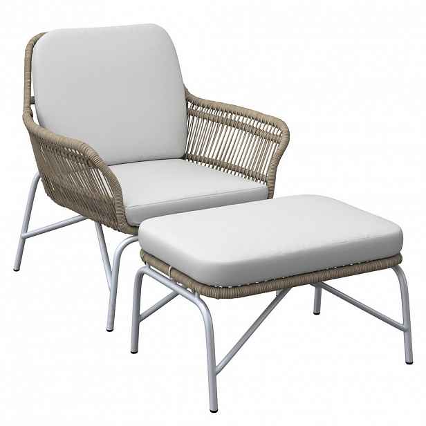 Ambia Garden RELAXAČNÍ KŘESLO S TABURETEM, kov, textil