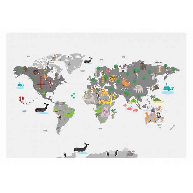 Fototapeta Mapa Světa Zvířata Dítě 416x290