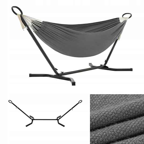Hamak S Roštem Songmics stojan 210 x 150 cm šedý zahradní stojan 240 kg nastavitelný