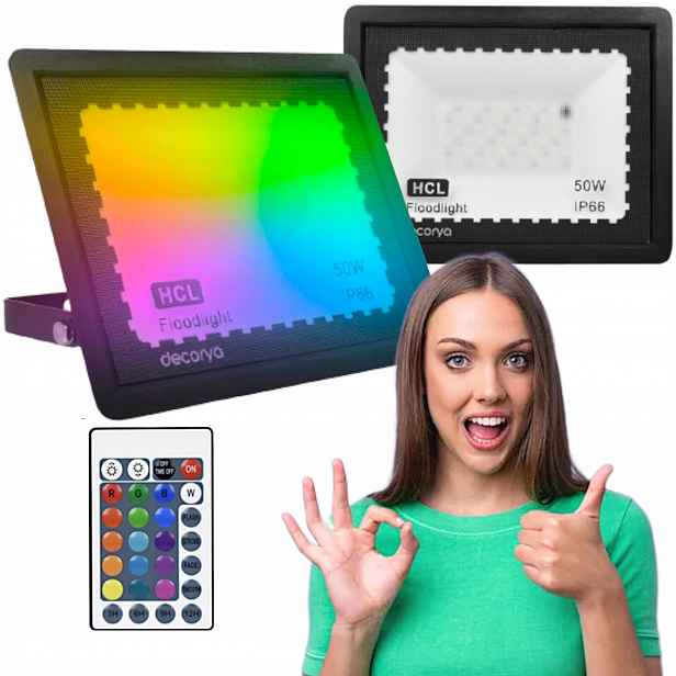Silný halogenový Led Rgb reflektor 50W, barevné osvětlení zahrady