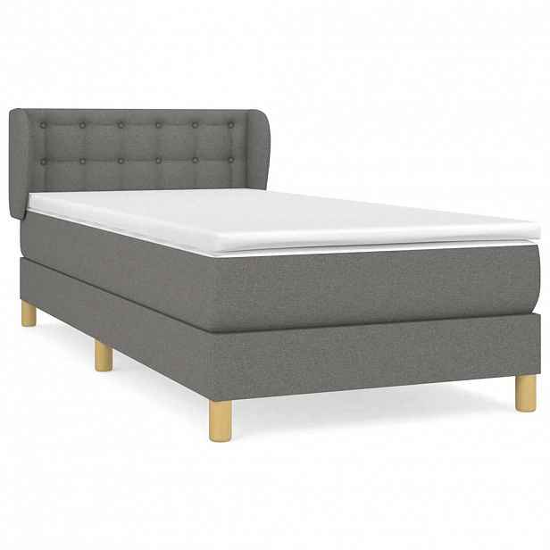 vidaXL Box spring postel s matrací tmavě šedá 100 x 200 cm textil