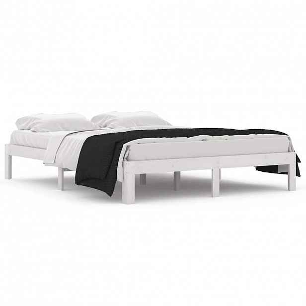 vidaXL Rám postele bílý masivní dřevo 150 x 200 cm King Size
