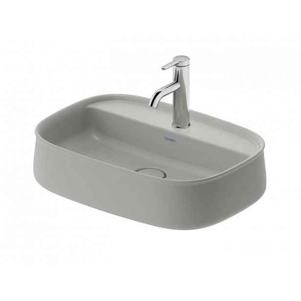 Duravit Zencha - Umyvadlo na desku 55x39 cm, bez přepadu, otvor pro baterii, DuraCeram, matná šedá 2374556771