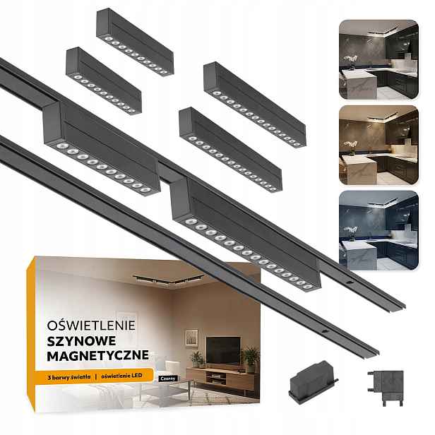 Magnetické kolejnicové osvětlení 2xSZYNA 1m 2x10W 2x15W Led lampa Písmeno L
