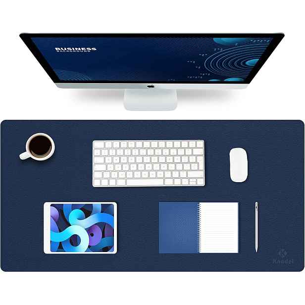 Podložka Na Psací Stůl Z Pu Kůže Pro Notebook 40 X 80 CM, Tmavě Modrá
