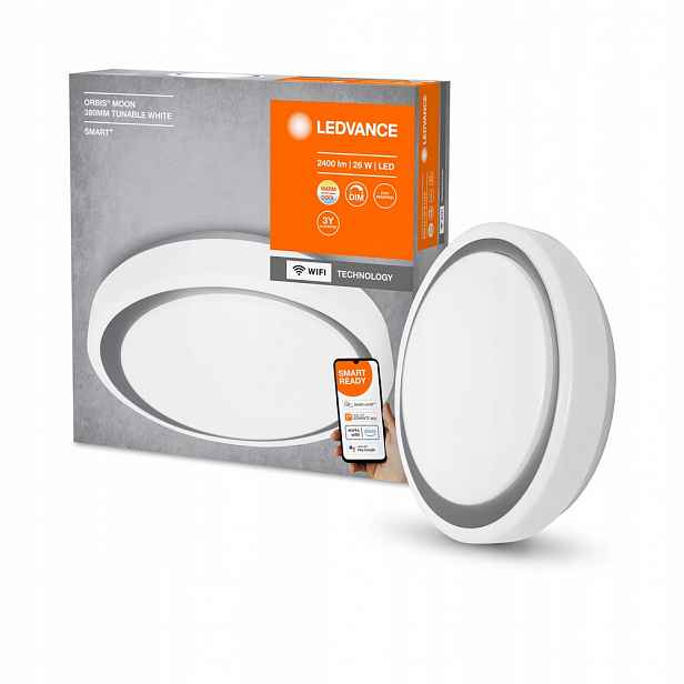 Stropní Svítidlo 26W 1500lm Cct stmívatelný, kulatý, šedý, Smart+ WiFi, měsíc