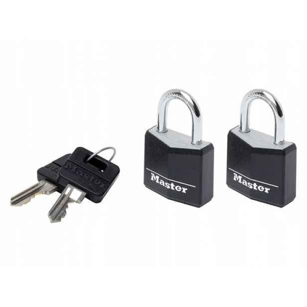 2 hliníkové visací zámky 30 mm Jeden klíč černý Vinyl Master Lock 9130EURTBLK
