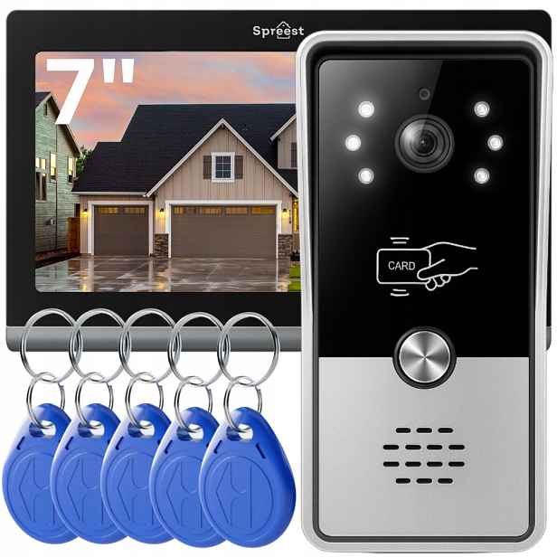 Kabelový Videotelefon Domofon Sada Čtečka Rfid Brána 7''