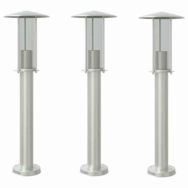 vidaXL Venkovní stojací lampy 3 ks stříbrné 60 cm nerezová ocel
