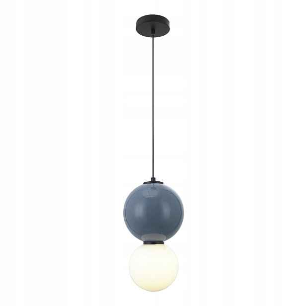 Závěsná lampa Italux Pieve Led 6W modrá Ø18 cm 2 koule IP20