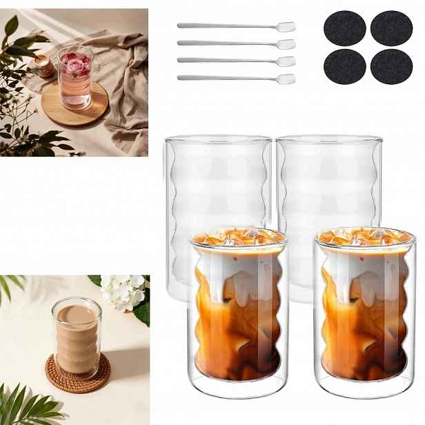 4 ks Termosklenice Na Kávu Latte Drinků 350 ml