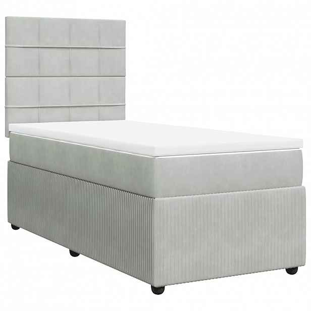 vidaXL Box spring postel s matrací světle šedá 90x200 cm samet