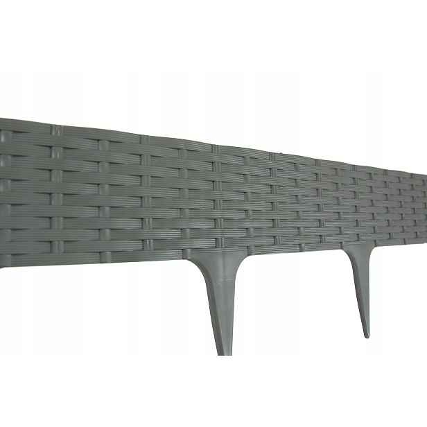 Zahradní lem plast šedý 100 cm x 19 cm