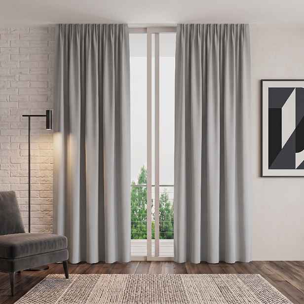 Dekorační závěs 03 světle šedá s řasící páskou 160x250 cm