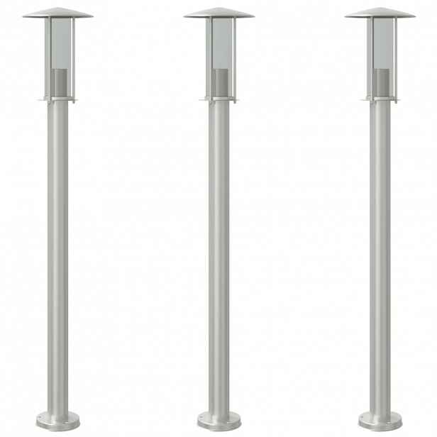 vidaXL Venkovní stojací lampy 3 ks stříbrné 100 cm nerezová ocel