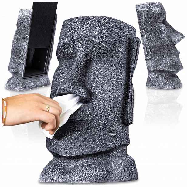 Nádoba Na Kapesníky Figurka Moai Pryskyřice 32 CM Dekorace Dispenser Loft