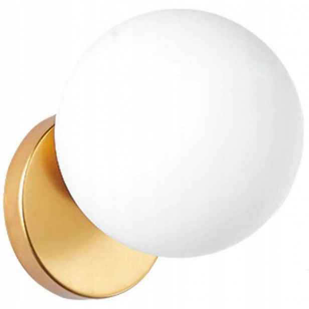 Nástěnná lampa Skleněná Bílá Kula 20 cm Nástěnné svítidlo Kovové Zlaté Glamour